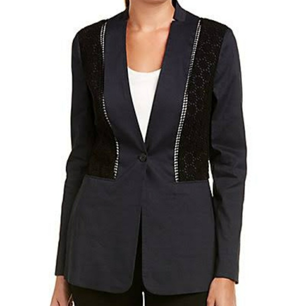 Elie Tahari Black Blazer with Lace Detail